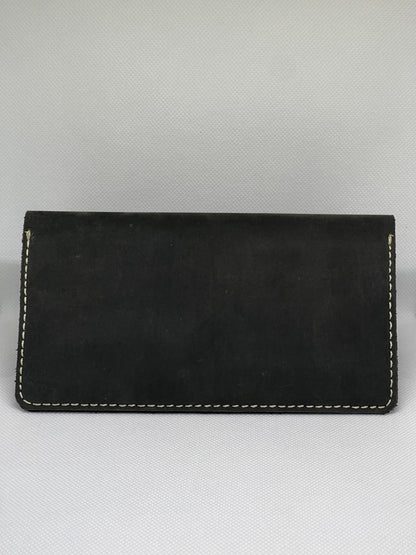 Shaded Black & Green Crazy Horse Long Wallet With Complimentary Card Holder