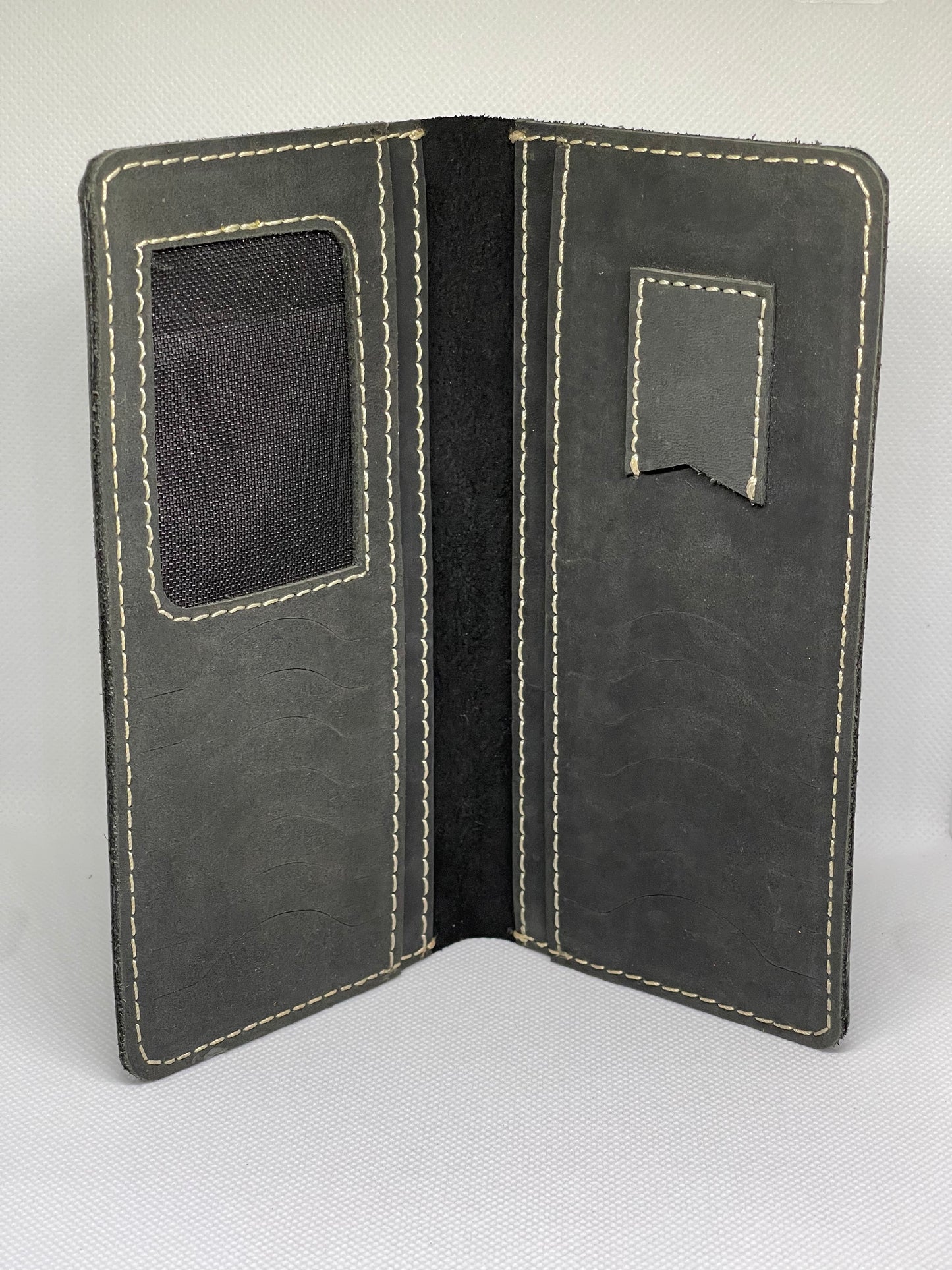 Shaded Black & Green Crazy Horse Long Wallet With Complimentary Card Holder