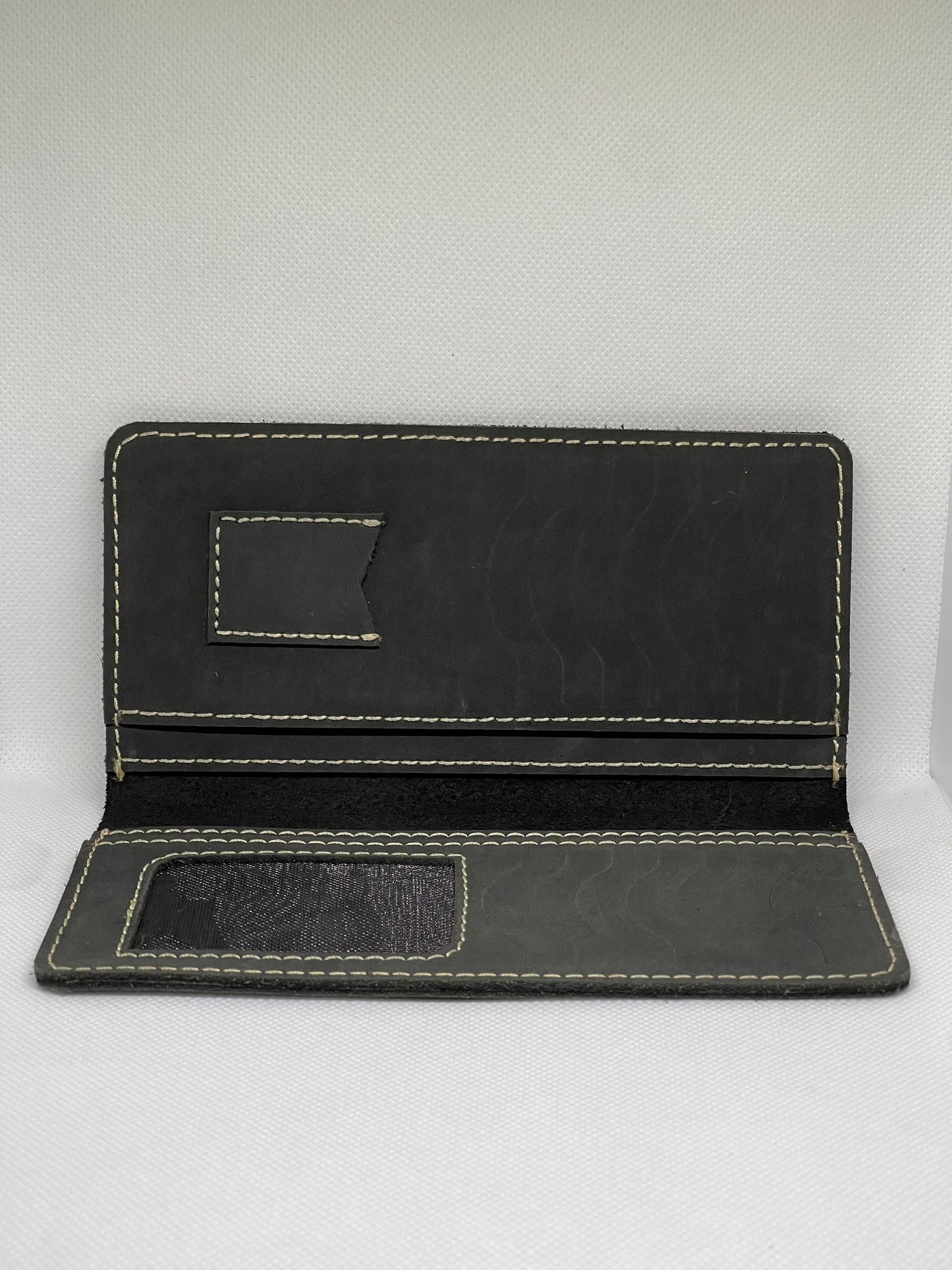 Shaded Black & Green Crazy Horse Long Wallet With Complimentary Card Holder